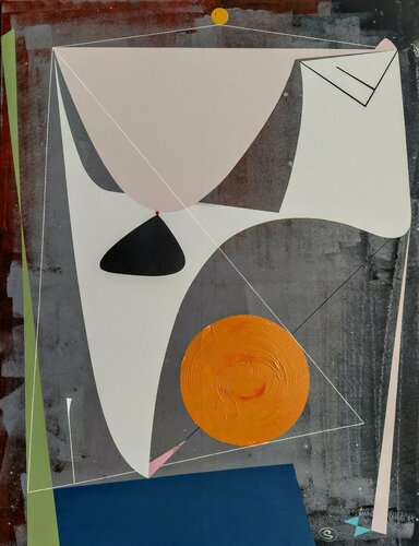 The Red Moon Dilemma van Oliver Szax, Schilderij te koop op Singulart