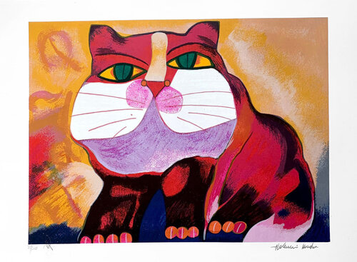 Gato Vermelho Rosa van Aldemir Martins, Afdruk te koop op Singulart