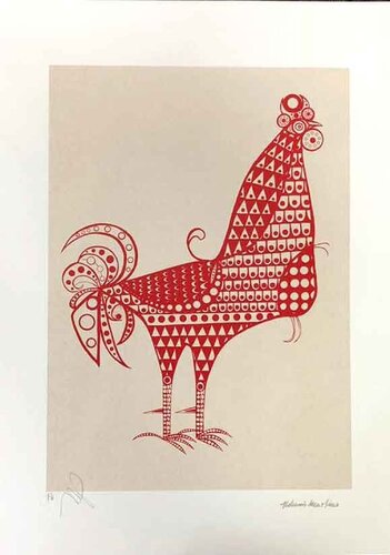 Galo de Renda Vermelho von Aldemir Martins, Druck kaufen auf Singulart