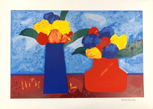 Vaso de Flores Azul e Vermelho von Aldemir Martins, Druck kaufen auf Singulart