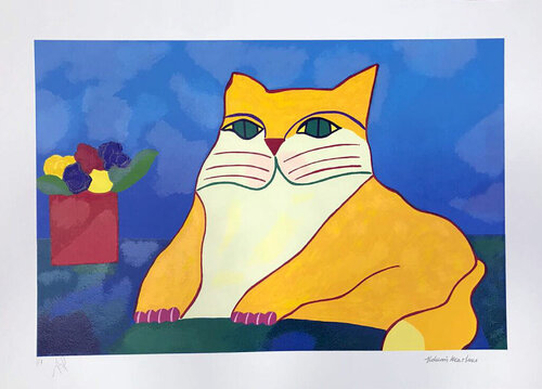 Gato Amarelo com Flores Aldemir Martins
