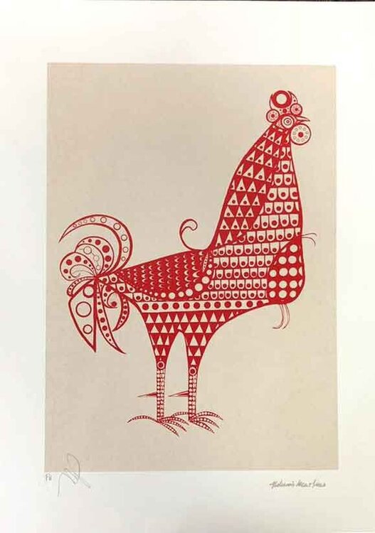 Galo de Renda Vermelho Aldemir Martins