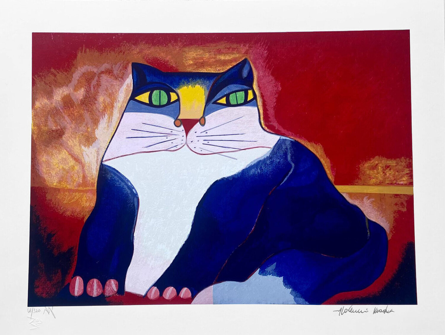 Gato redbackgraoud Aldemir Martins Stampa in vendita