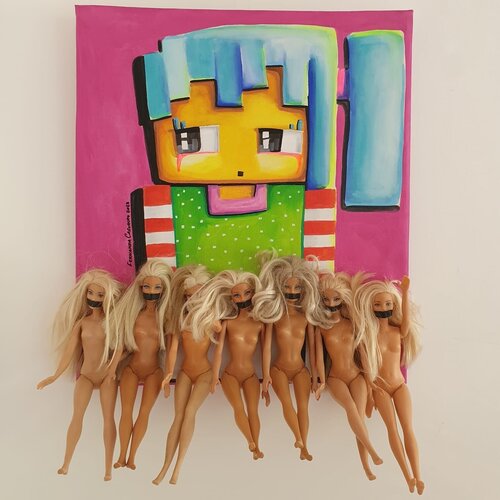 If Barbies could talk by Fernanda Carvalho, Painting for Sale on Singulart