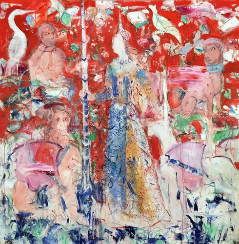 The Lady and the Unicorn (Touch) di Stephen Linsteadt, Pittura in vendita su Singulart