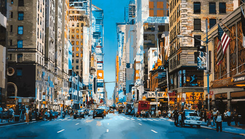 Broadway and 51st van Marco Barberio, Schilderij te koop op Singulart