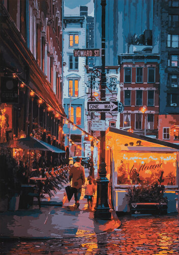 Howard Street: Father and Daughter van Marco Barberio, Schilderij te koop op Singulart