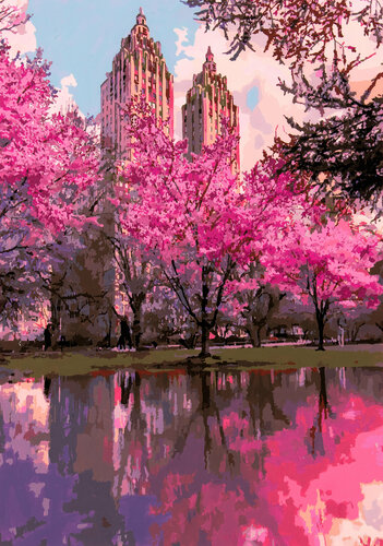 Blossoming Metropolis van Marco Barberio, Schilderij te koop op Singulart