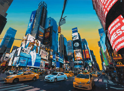 Sunset on Times Square di Marco Barberio, Pittura in vendita su Singulart