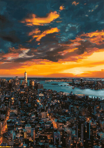 New York Sunset di Marco Barberio, Pittura in vendita su Singulart