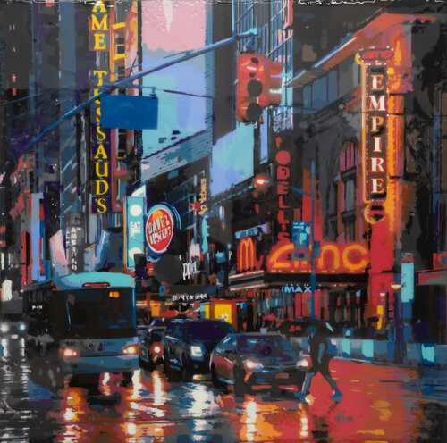 Rainy New York Street #3 di Marco Barberio, Pittura in vendita su Singulart