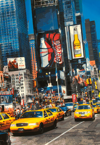 Colorful Chaos in Times Square di Marco Barberio, Pittura in vendita su Singulart