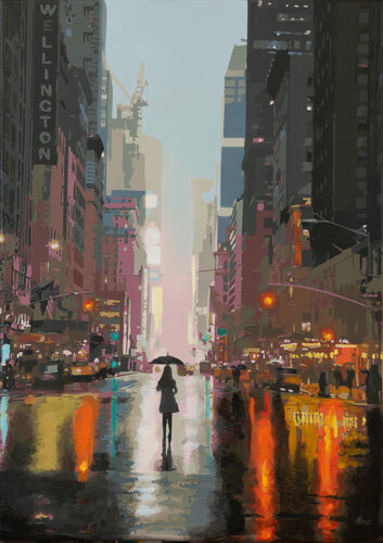 Silence of a Rainy Night in New York van Marco Barberio, Schilderij te koop op Singulart
