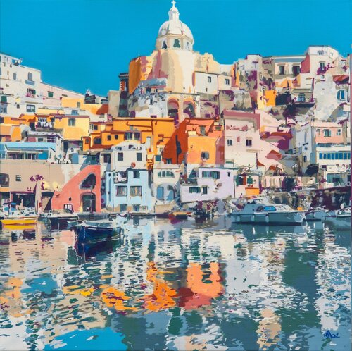 Sunlit Procida by Marco Barberio, Painting for Sale on Singulart