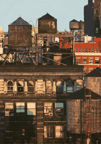 Rooftop water towers van Marco Barberio, Schilderij te koop op Singulart