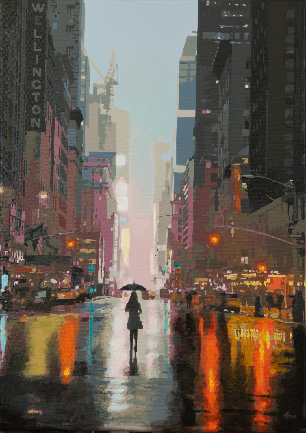Silence of a Rainy Night in New York Marco Barberio Originalgemälde zu verkaufen