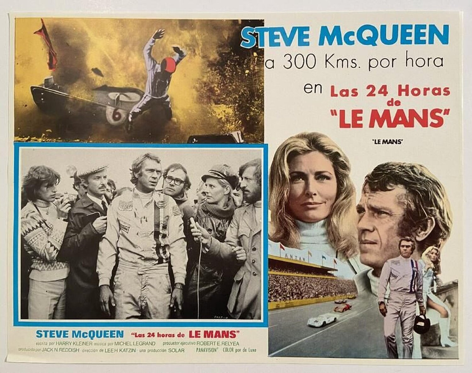 Steven McQueen, Le Mans, Oversize Lithographic Vintage Mexican Lobby Card Anon Druck zu verkaufen