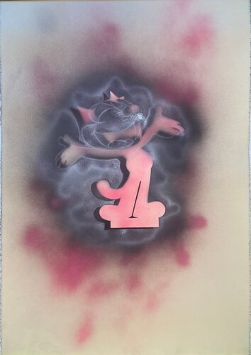 Cosmic Space Exploding Felix the Cat di David Silver, Pittura in vendita su Singulart