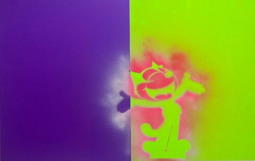 Felix the Cat Feeling Purple and Green di David Silver, Pittura in vendita su Singulart