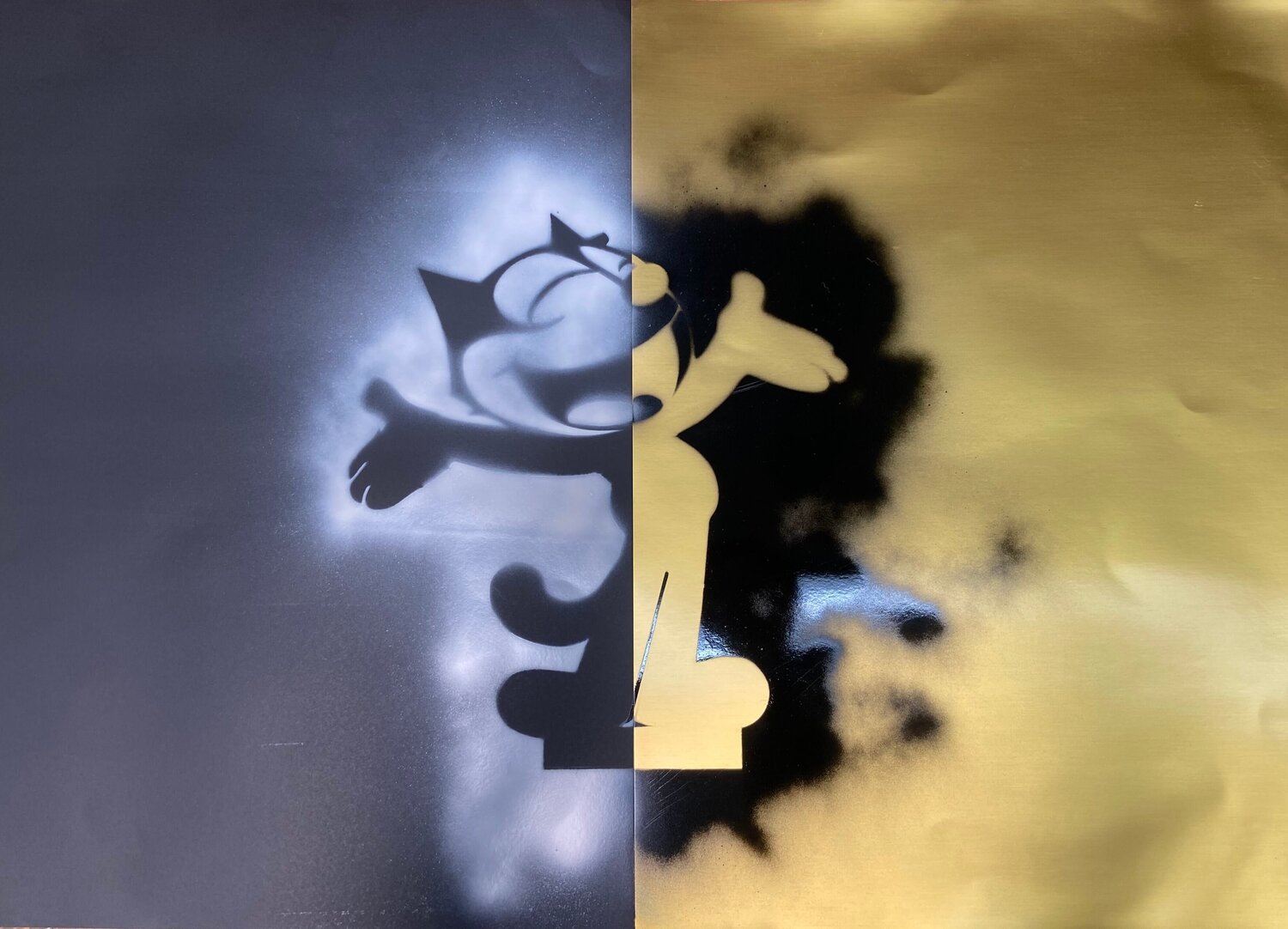 Felix the Cat Shows Everything Gold Is Not Gucci David Silver Originalgemälde zu verkaufen