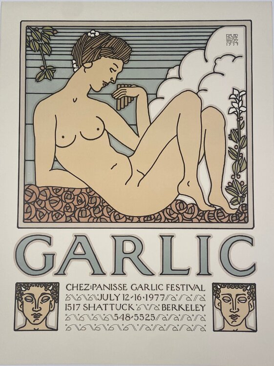 Garlic Limited Edition Unsigned Chez Panisse Restaurant Poster David Lance Goines