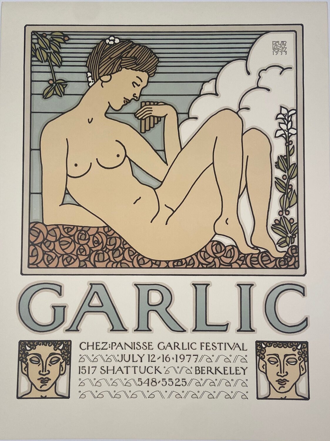 Garlic Limited Edition Unsigned Chez Panisse Restaurant Poster David Lance Goines