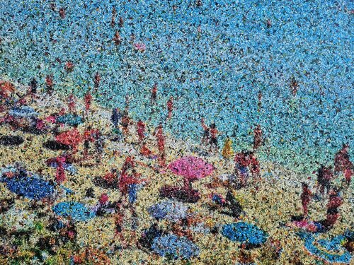 The snow is quite gone down here, darling! (n.713) - at the beach series von Alessio Mazzarulli, Malerei kaufen auf Singulart