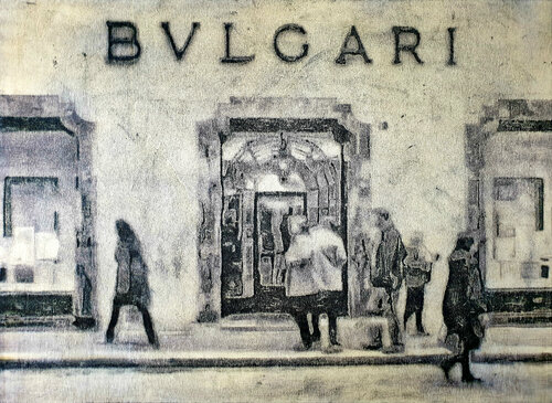 Shopping in Rome - 03 - (n.013-ARTF.) (n.494) de Alessio Mazzarulli, Pintura a la venta en Singulart