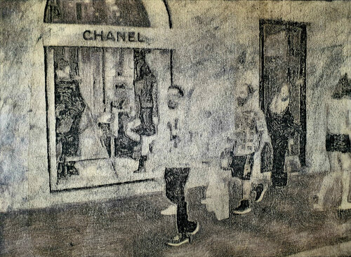 Shopping in Rome - 04 - (n.014-ARTF.) (n.495) de Alessio Mazzarulli, Pintura a la venta en Singulart