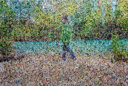 Walking by the river (n.521) - "@ the River" series de Alessio Mazzarulli, Pintura a la venta en Singulart
