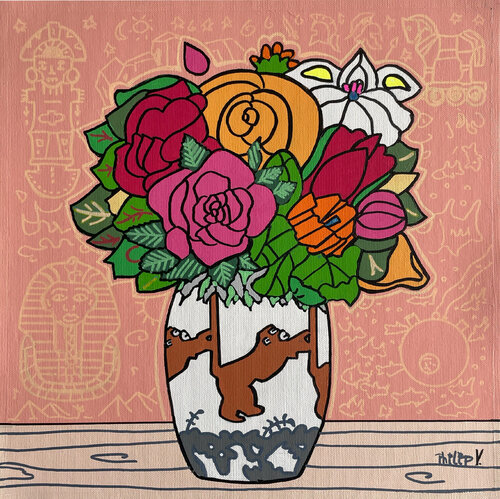 The Explorers (Tutankhamun, Trojan horse, Machu Picchu) van Philip Verhoeven, Schilderij te koop op Singulart