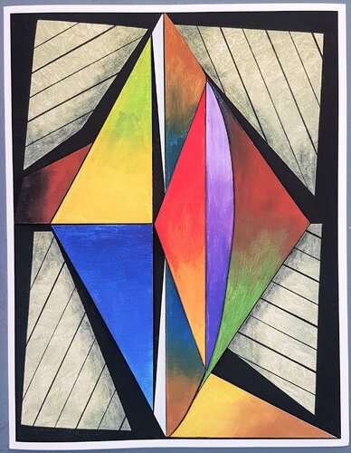 Geometric Composition #2 (3D-construction, Op Art, Lyonel Feininger) van Eduard Diem, Afdruk te koop op Singulart