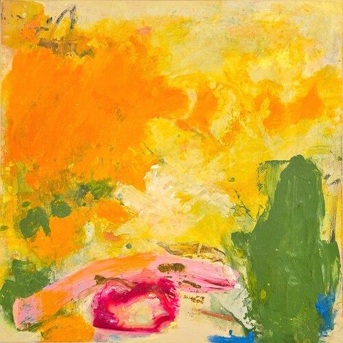 Bits of Magenta (Abstract, Expressive, Fun, Colorful, Warm, Soft van Katherine Bello, Schilderij te koop op Singulart