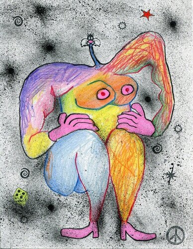 Sylvester Admiring His Knockers di Olivia Gibb, Opera su carta in vendita su Singulart