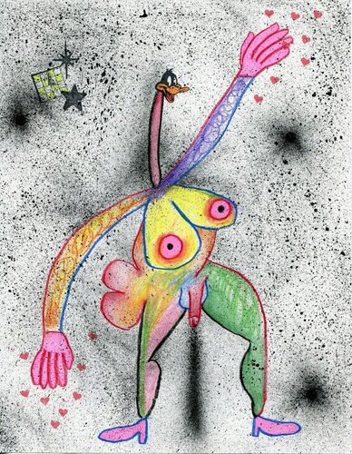 Daffy Takes A Leak di Olivia Gibb, Opera su carta in vendita su Singulart