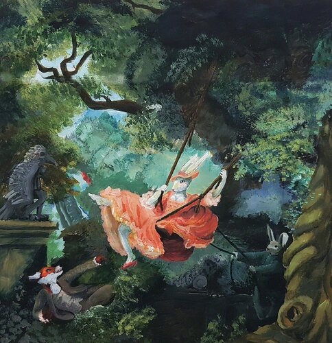 Anthropomorphic Swing with lustful Fox van Kaitlyn Carlile, Afdruk te koop op Singulart