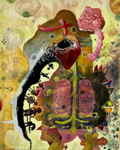 The Long Stay (Hummingbird, Portrait, Storytelling, Oil Painting) van Joseph Broghammer, Schilderij te koop op Singulart