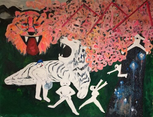Everything is Stardust: Trees, Ropes and Tigers by Heather Farrell, Painting for Sale on Singulart
