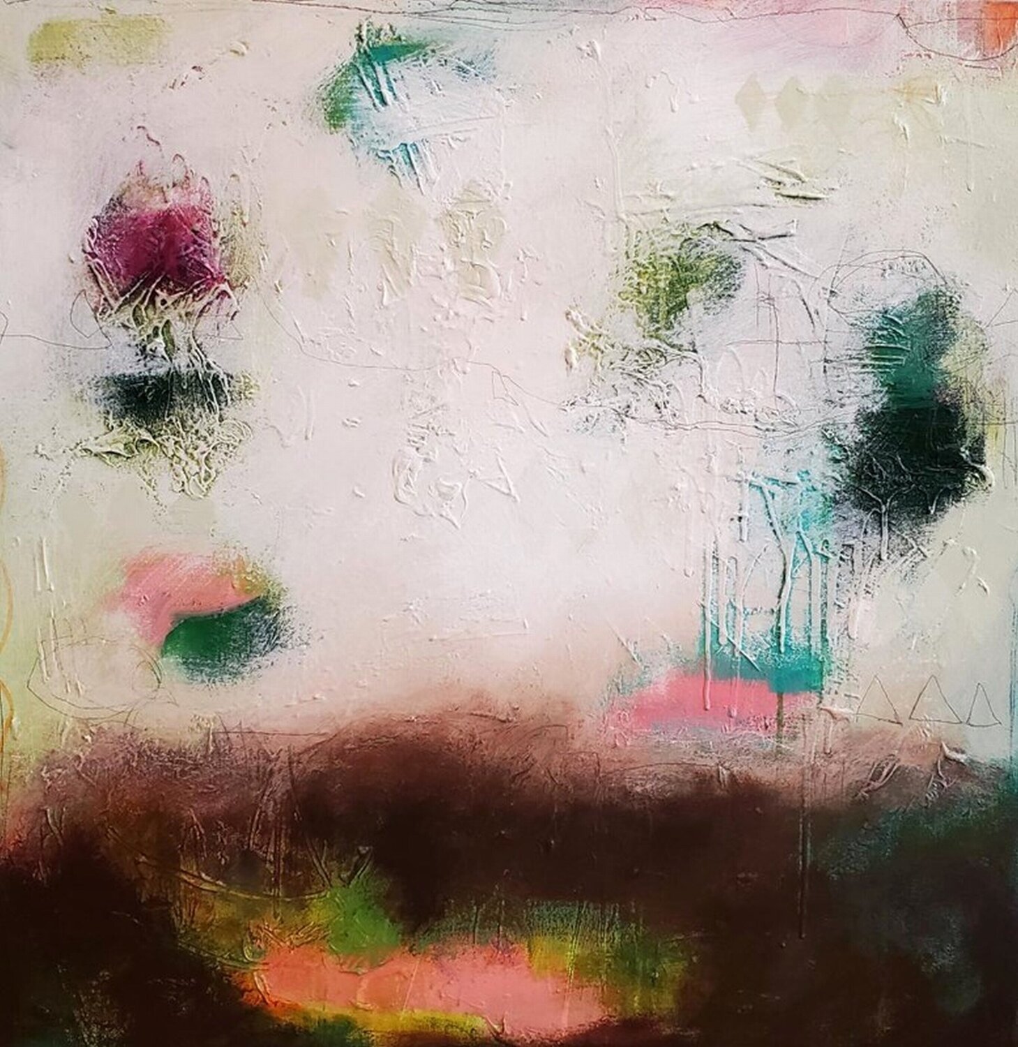 3 Green Kites Jennifer Bricker Pugh Original painting for sale