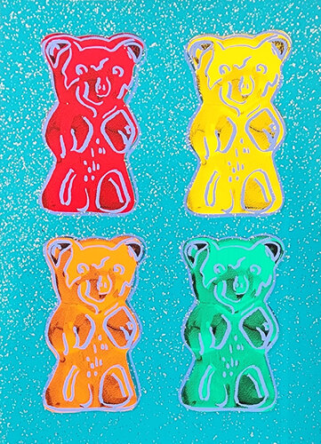 Gummi Bears (Teal, Gummibärchen) von Jürgen Kuhl, Druck kaufen auf Singulart