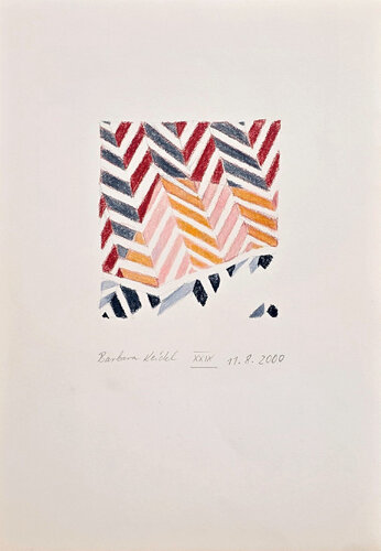 Untitled Abstract XXIX (Earth Tones, Green, Red, Yellow, Pink. Grey, Black) by Barbara Keidel, 종이 for Sale on Singulart