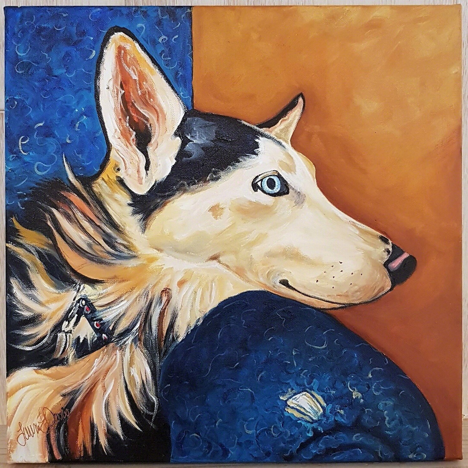 Keida Sorna Blue Laura Davis Origineel schilderij te koop