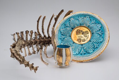 Memento Mori – Cup, Platter in Baby Lamb Carcass Melanie Sherman