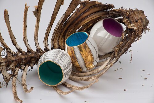 Memento Mori – Cups in Baby Lamb Carcass di Melanie Sherman, Fotografia in vendita su Singulart
