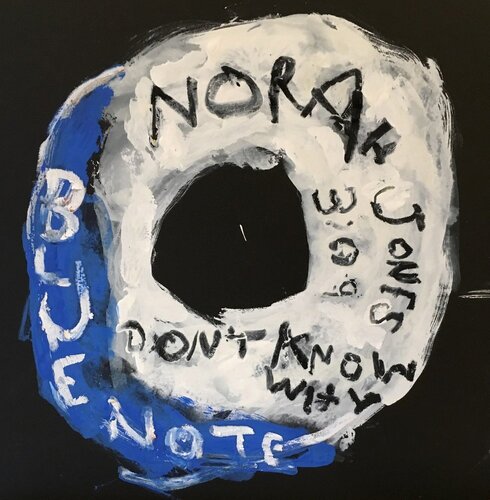 Norah Jones - Don't Know Why (Record Label, Ticket Stubs, Setlists, Contemporary Pop Art, Music-based, Grammy) van Kerry Smith, Schilderij te koop op Singulart