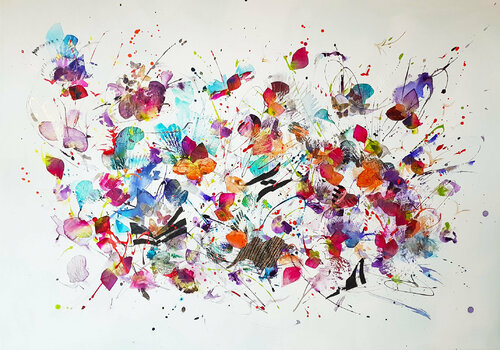 butterfly dance di Simone Monney, Pittura in vendita su Singulart