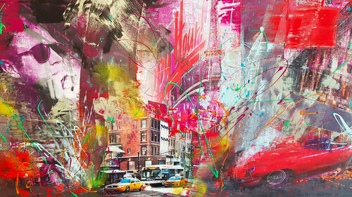 Happy hour in NY van Simone Monney, Schilderij te koop op Singulart