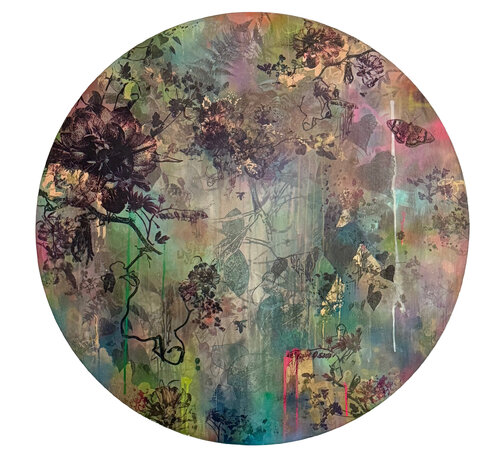 Night Blooms (Butterflies and Blooms Collection) de Katrina Revenaugh, Pintura a la venta en Singulart