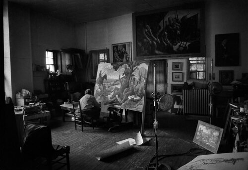 Overall with Paintings (Thomas Hart Benton Plate #24) by Michael Mardikes, 사진 for Sale on Singulart