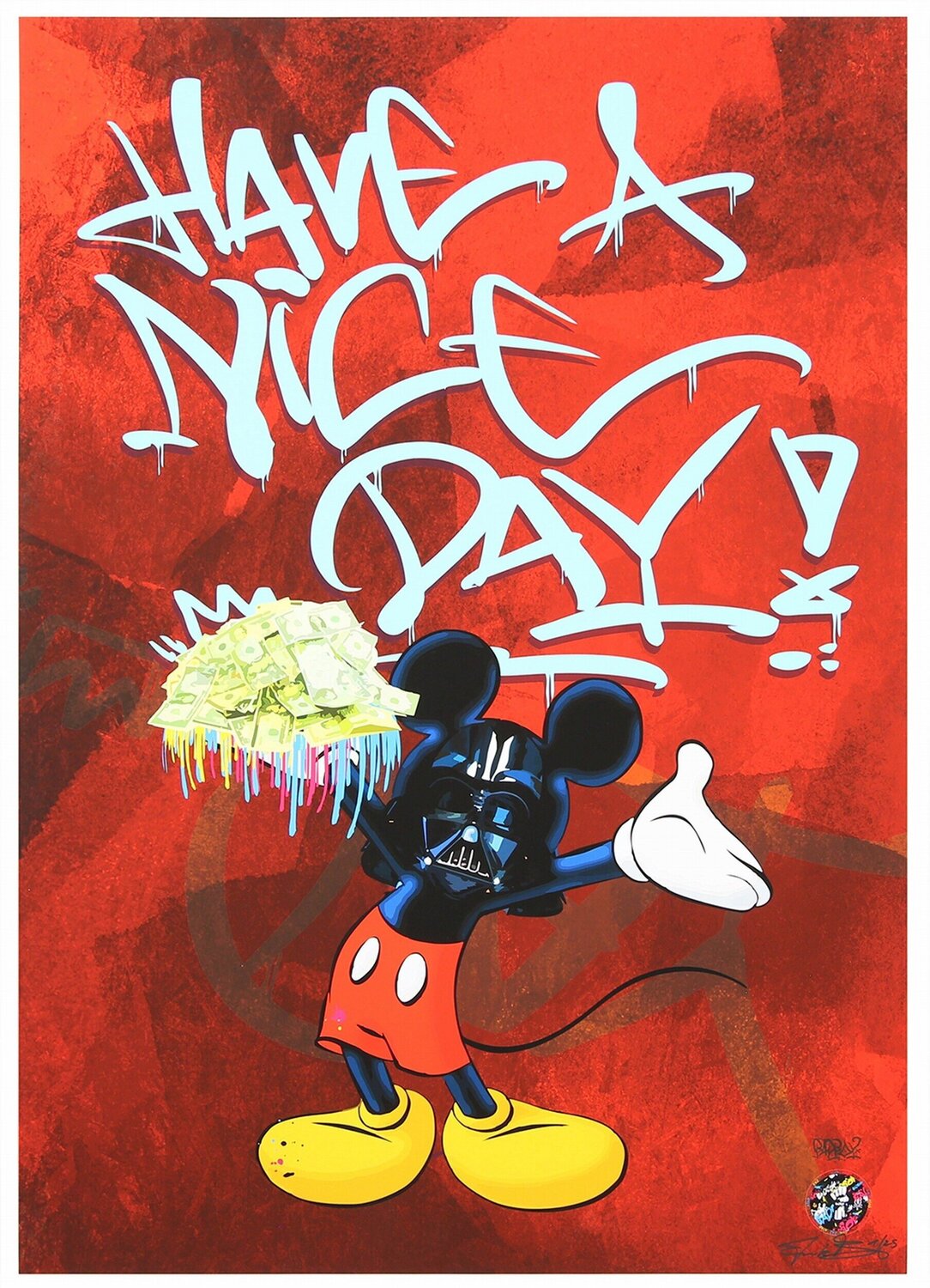 Have A Nice Day (Graffiti, Urban Art, Street Art, Mickey Mouse, Darth Vader) Frank Brenner Druck zu verkaufen